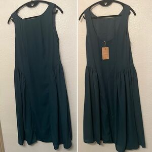 Green boat neck chiffon midi XL